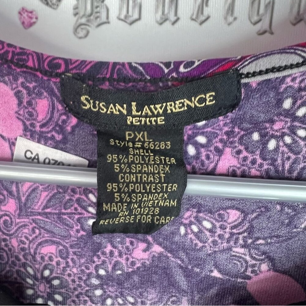 Susan Lawrence tank top flowers blouse purple Pink and Black Floral Blouse - Picture 6 of 8